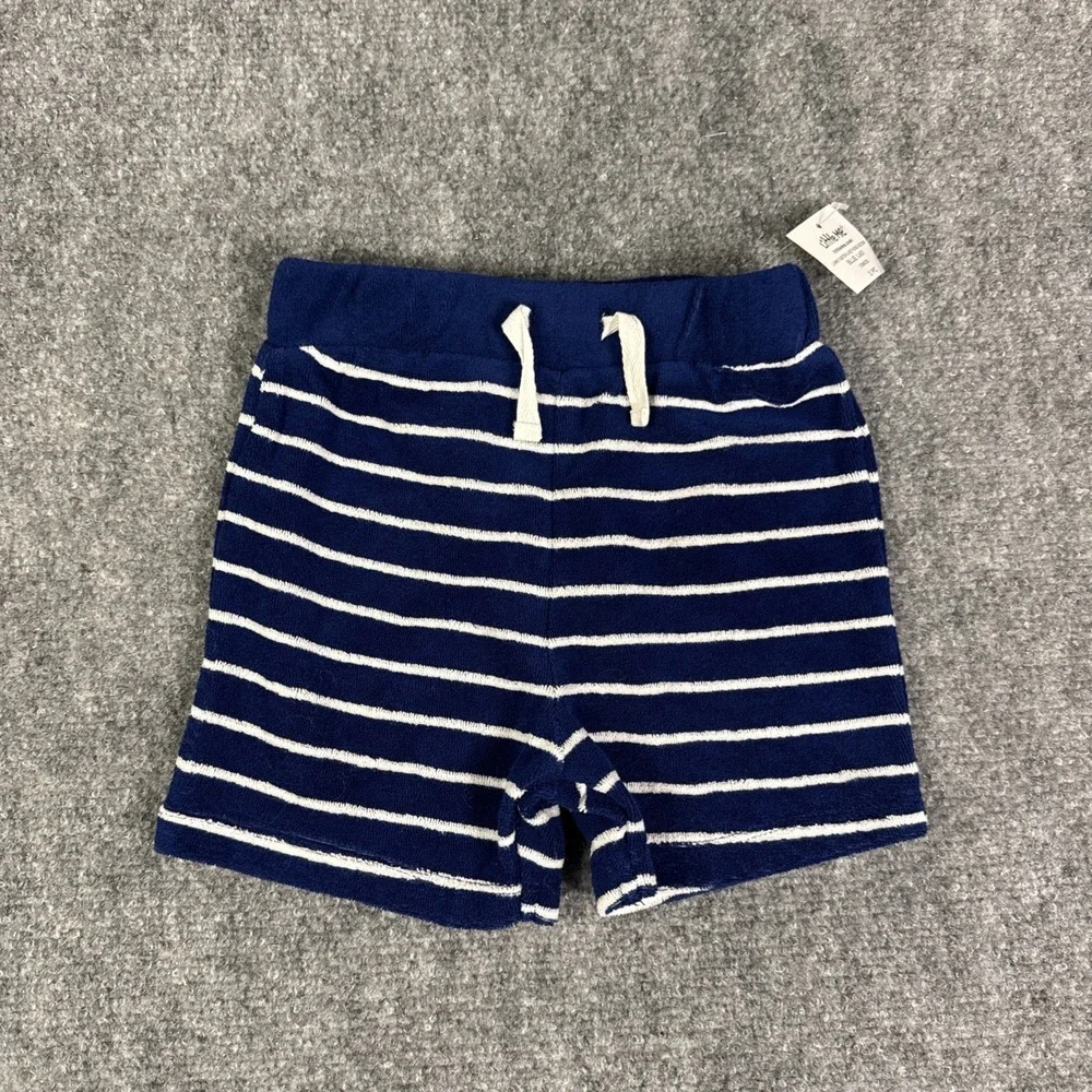 NWT Little Me Baby Boys Swim Cover Up Terry Hoodie Shorts 12 Mo Summer UPF 50